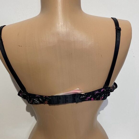 PINK Victoria Sectret WEAR EVERYWHERE WEAR  PUSH-UP BRA, Pure Black Floral Print - Picture 3 of 7